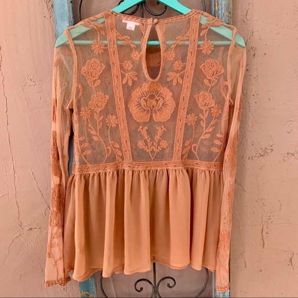 Xhilaration Target NWOT Peach Lace Over Shirt S - Picture 9 of 10